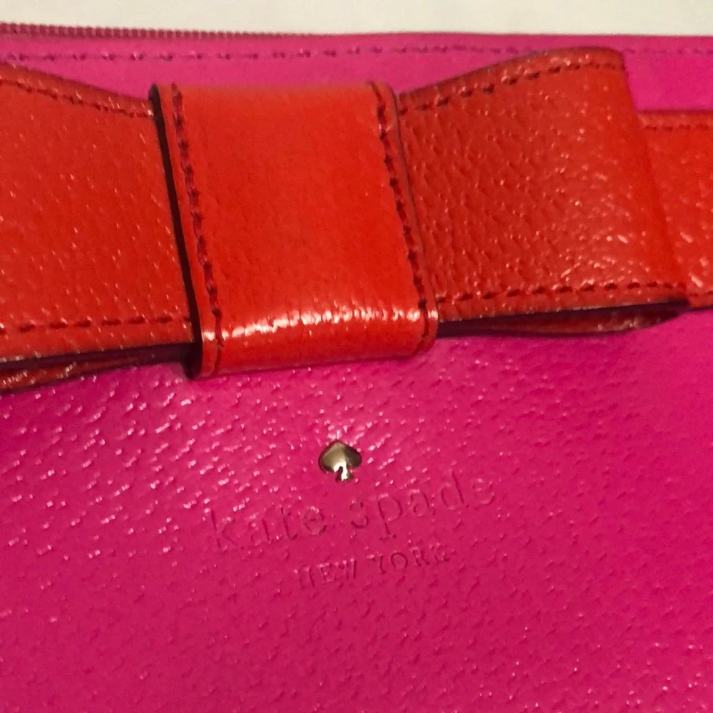 kate spade Pink & Red Bow Accent Wristlet Pouch